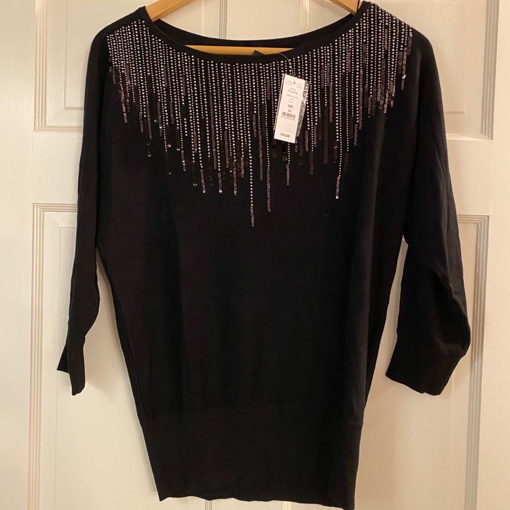 New White House Black Market Sequins Sweater - Xs